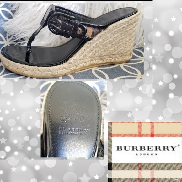 Burberry Shoes - Burberry wedges espadrilles patent leather buckle